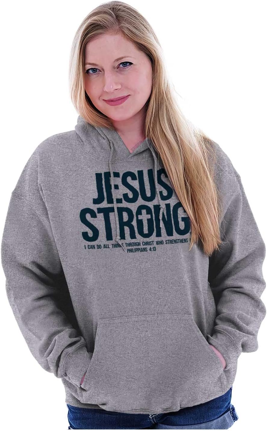 Jesus Strong Philippians 4:13 Bible Hoodie Sweatshirt Women Men