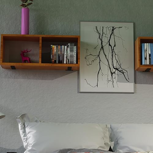 Miniatura 3 de Paquete de 6 soportes negros para estantes, soporte industrial de hierro oculto resistente, soportes flotantes de metal en L para estantes, soporte