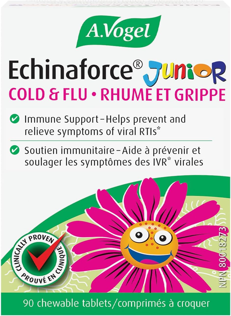 A.Vogel Echinaforce Junior Chewable Tabs | Organic Echinacea Tabs | Cold and Flu Symptoms Relief | Immune System Support | Children 2+ | 90Tabs