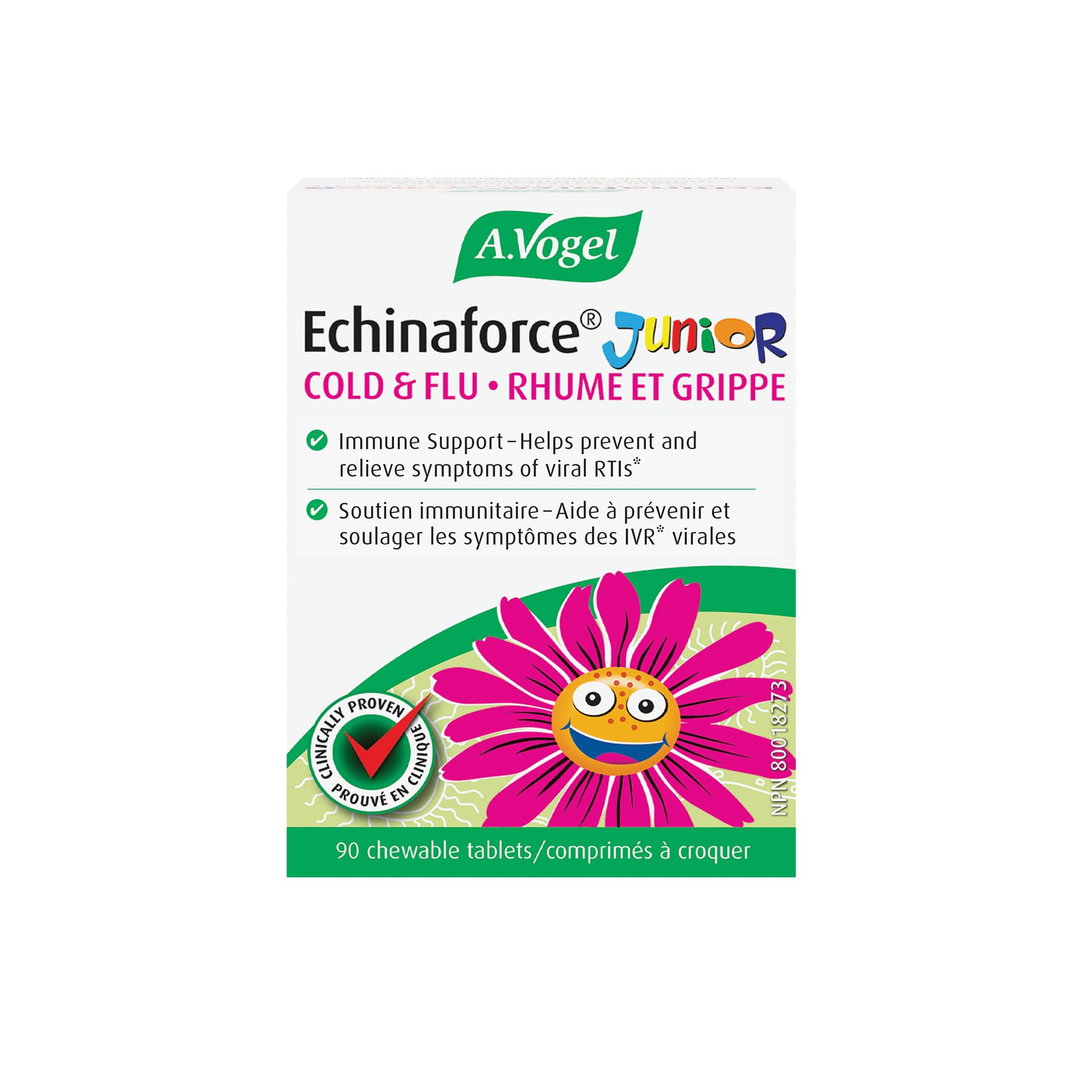A.Vogel Echinaforce Junior Chewable Tabs | Organic Echinacea Tabs | Cold and Flu Symptoms Relief | Immune System Support | Children 2+ | 90Tabs