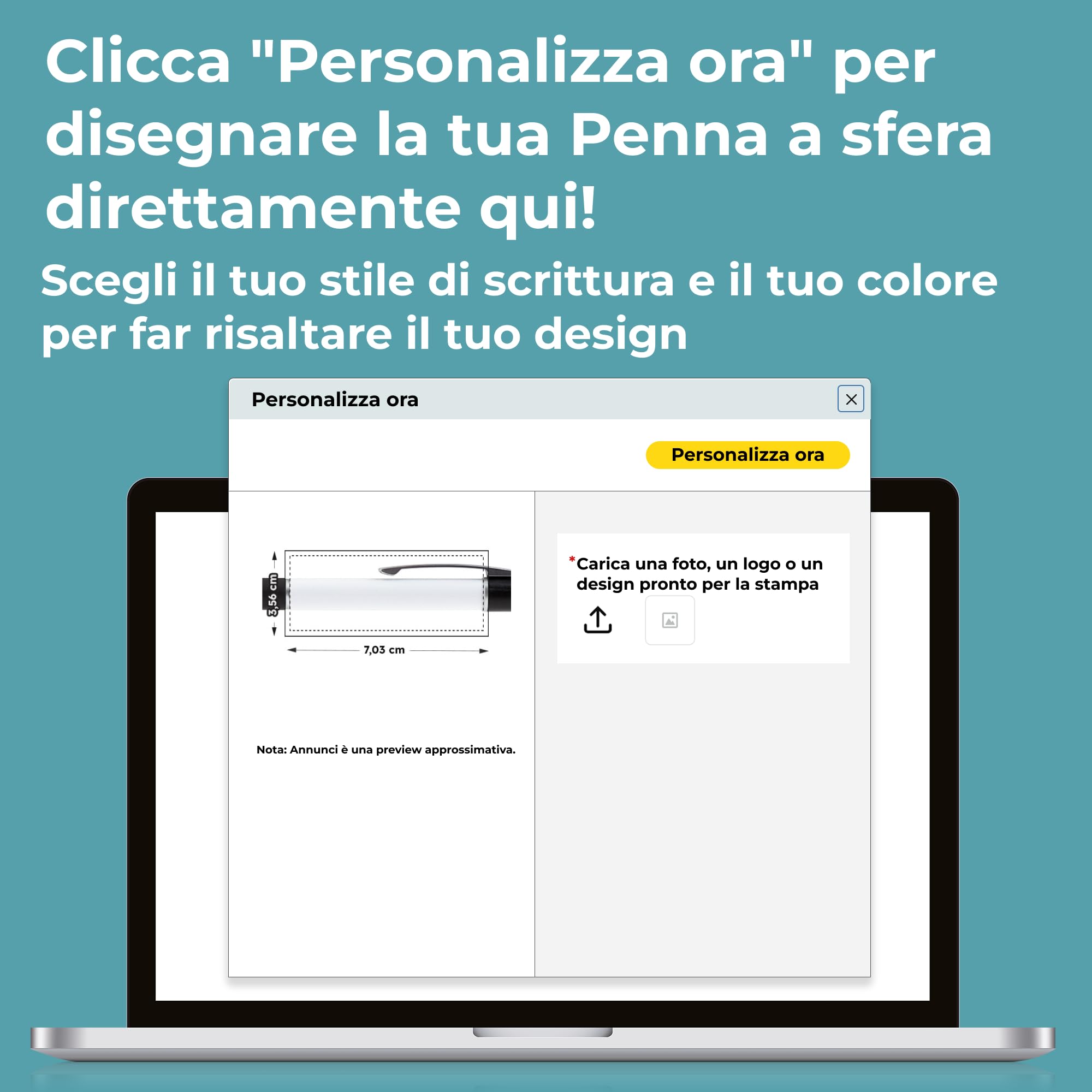 Cimpress Penna Personalizzata con Inchiostro Nero, 25 unità, Stampa Completa con Testo o Logo, con Impugnatura Antiscivolo, Ideale per Insegnanti ed Eventi