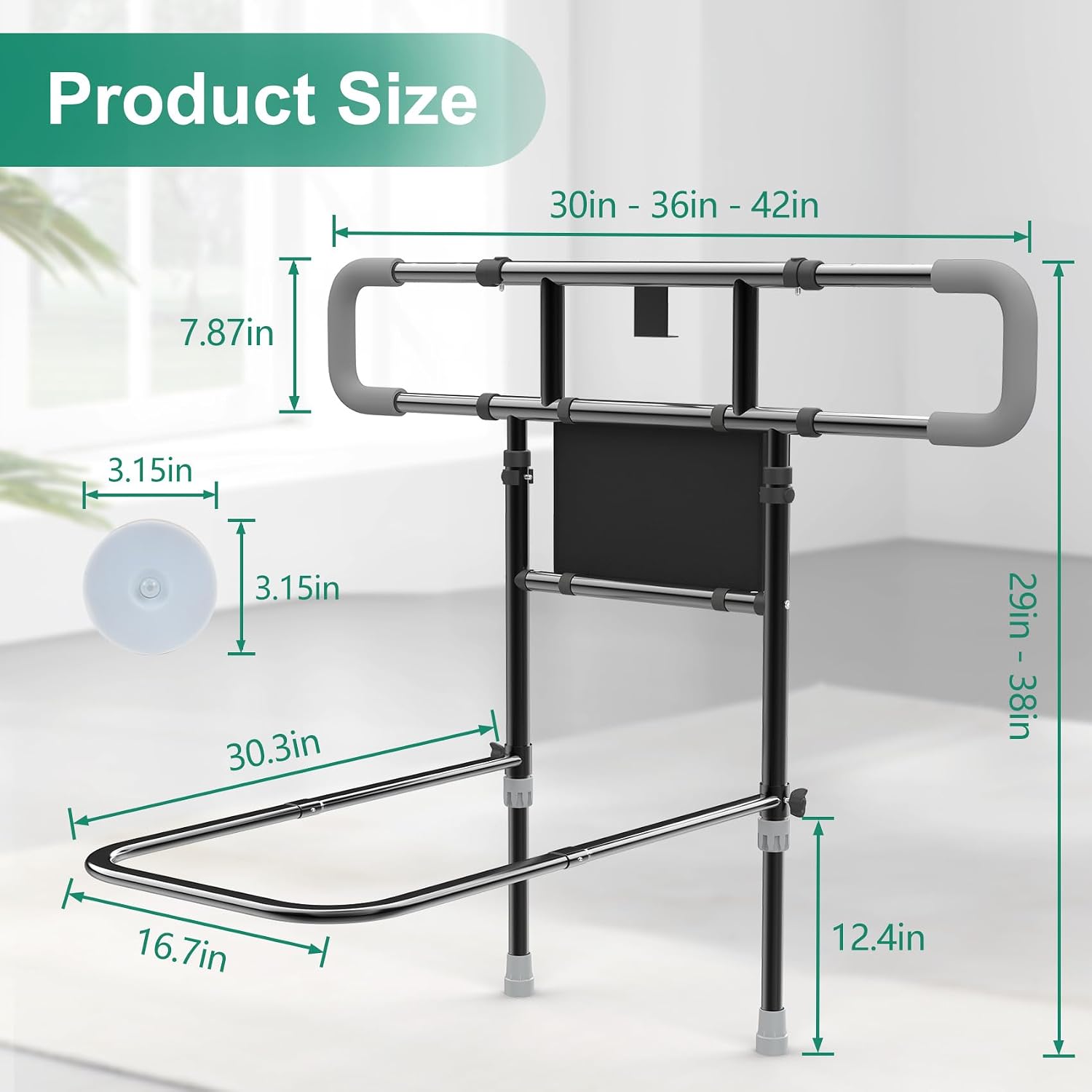 Bed rail product dimensions