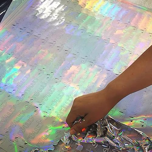 Miniatura 8 de Paquete de vinilo reflectante de transferencia de calor HTV de 12 pulgadas x 7 pies para camisetas, vinilo reflectante arcoíris para planchar