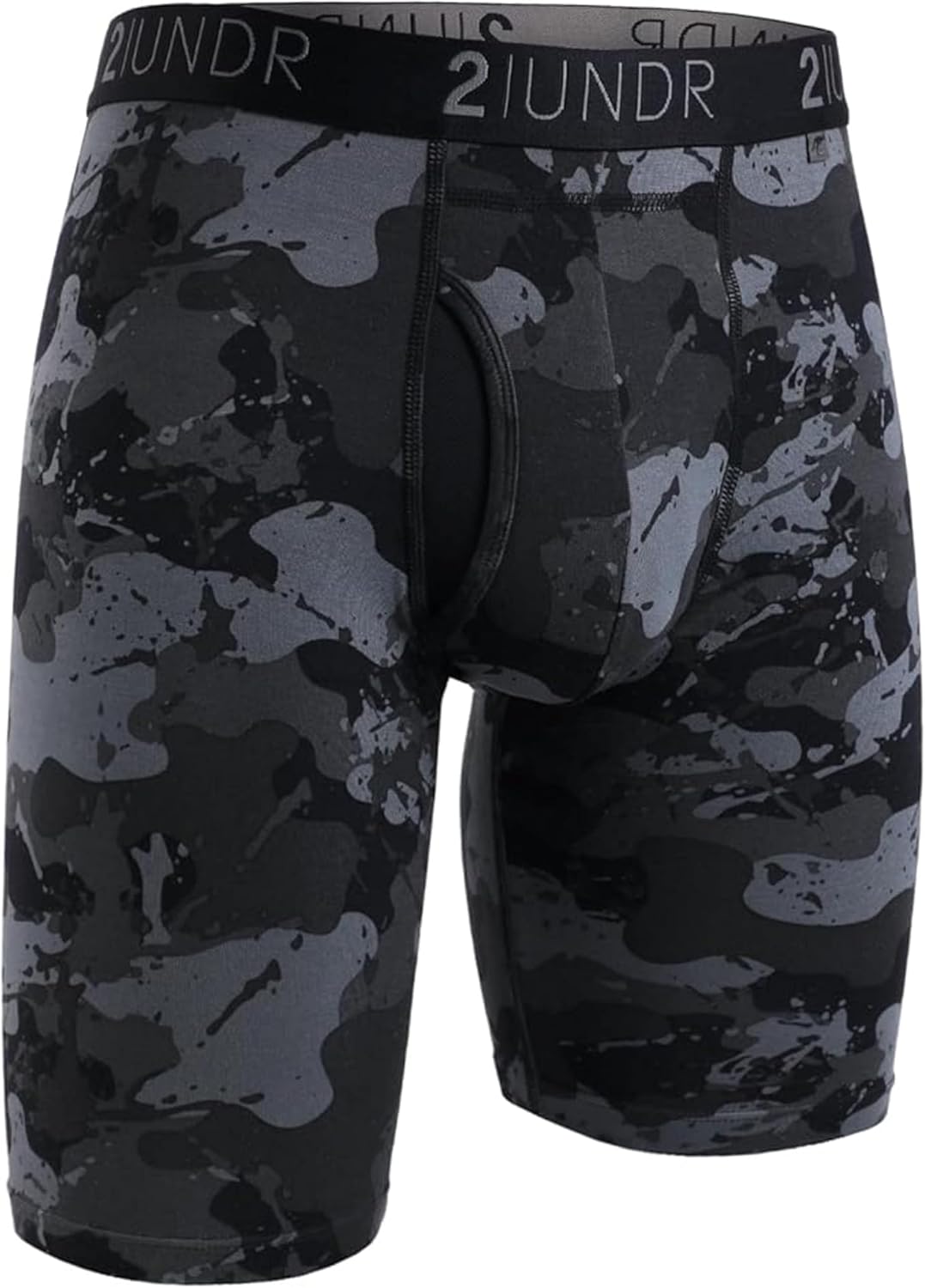 2UNDR Swing Shift 9" Long Leg Boxer Briefs for Men, Mens Pouch Underwear with Patented Joey Pouch, Modal Underwear Men, Moisture Wicking, X-Large, Blackout