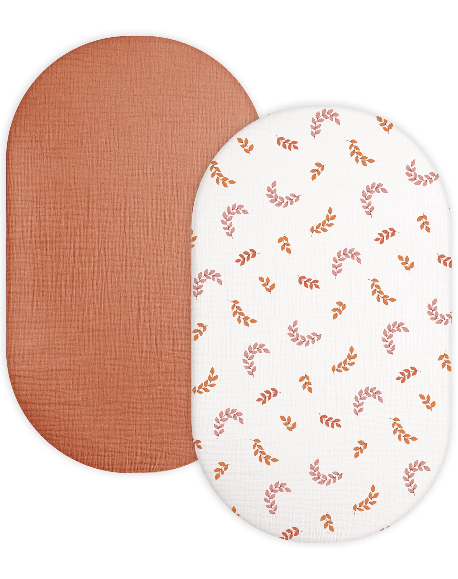 Bassinet Sheet for Baby Boy and Girl 2 Pack, Fitted Sheets for Rectangle, Oval, Hourglass Bassinet Mattress, Muslin Moses Basket Sheets with Neutral