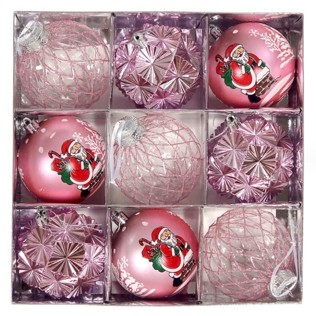 Bolas Arbol de Navidad 9 Uds Bolas De Navidad Adornos 8cm Colgante Grande para Decoraciones para Árboles para Fiesta En Casa Decoración de Temporada(Pink)