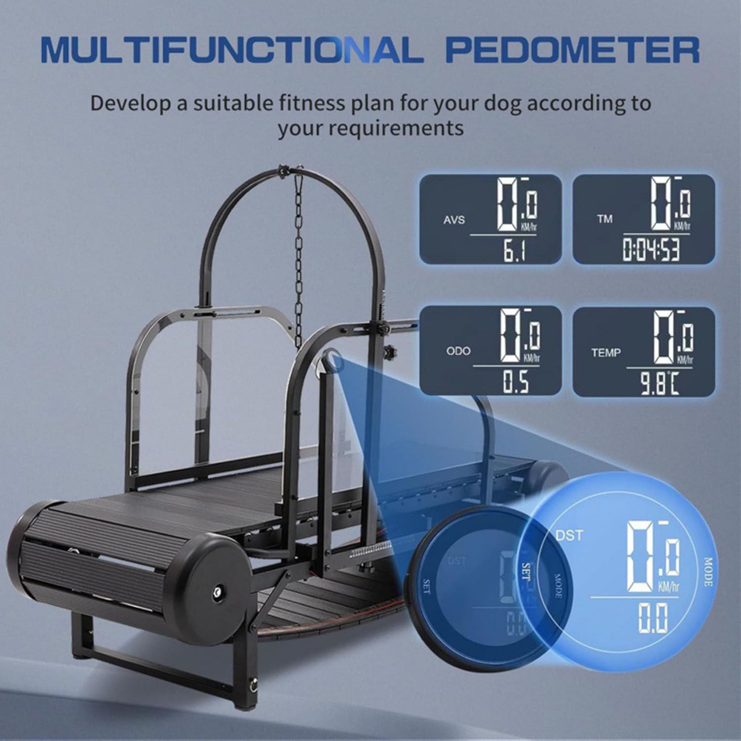 Cinta de Correr para Perros Grandes y medianos, Equipo de Ejercicio para Perros, Cinta de Correr para Perros, rampa Ajustable para Perros, máquina de slatmill con podómetro