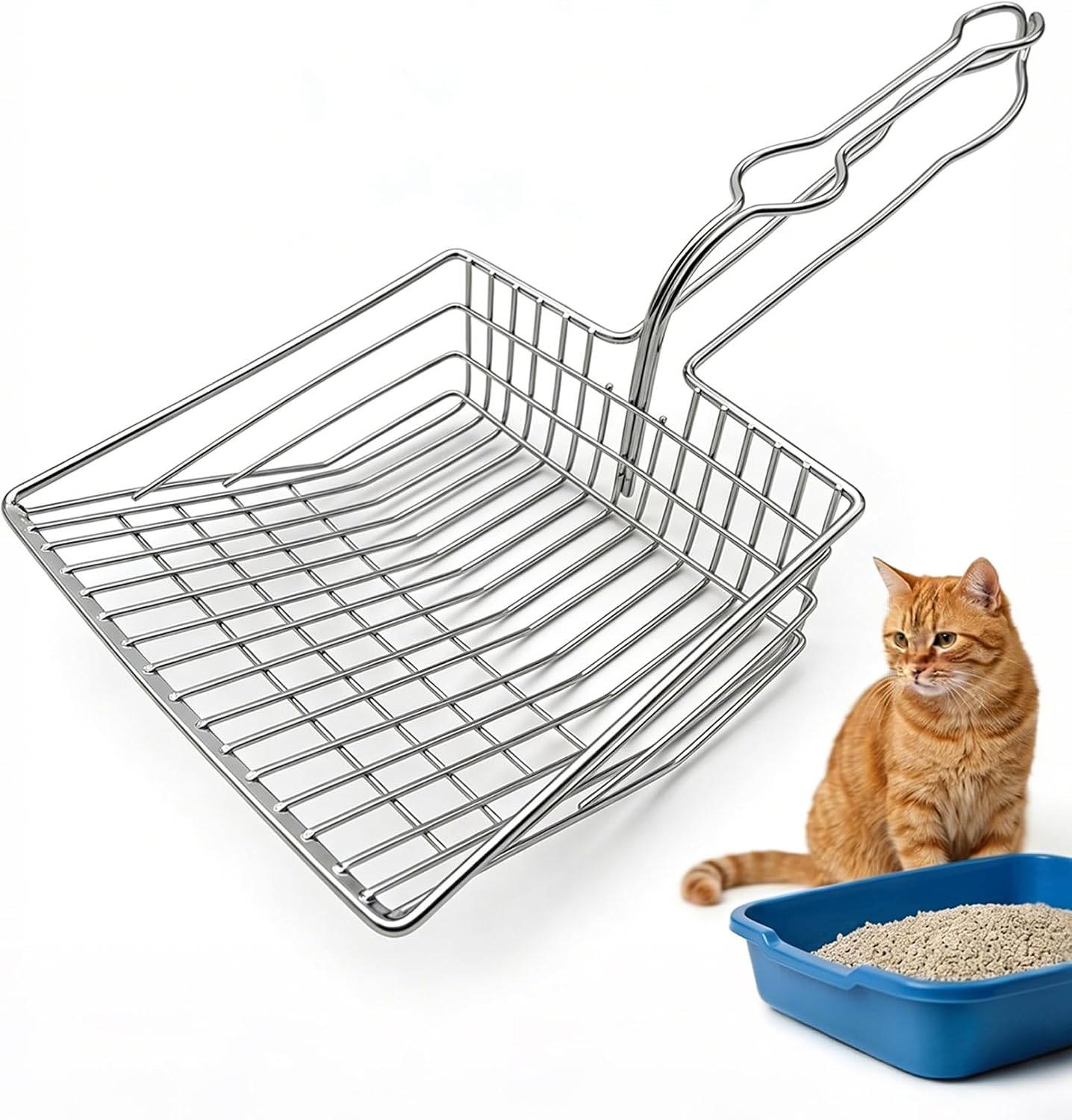 All Metal Cat Litter Scoop, Jumbo Scooper Sifter with Long Handle