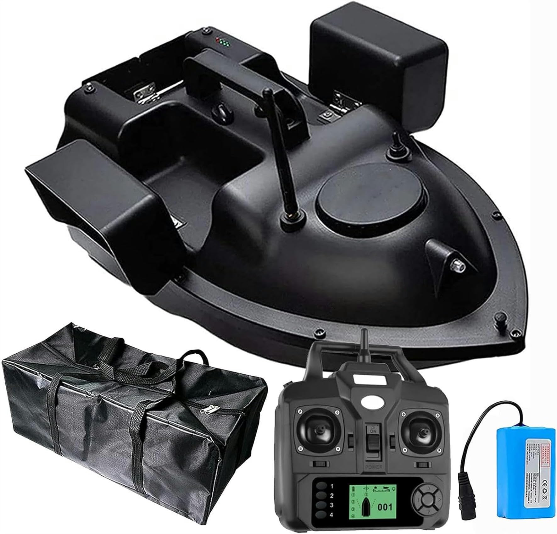 Bateau amorceur GPS 500m avec 3 bacs et double moteur pour la pêche