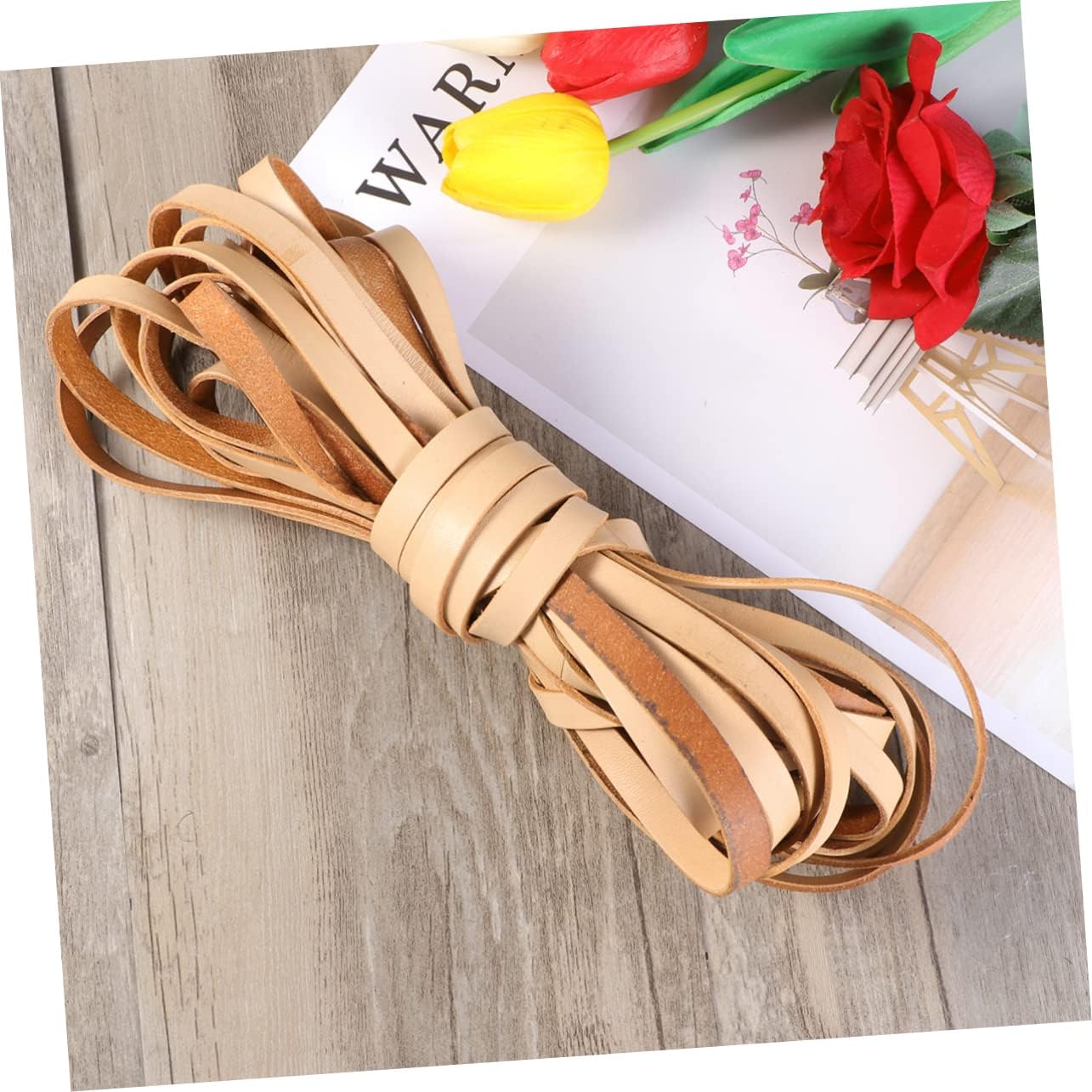 Homoyoyo Meters Genuine Flat Leather Cord Wide Thick for Jewelry Making Bracelet Necklace Beading Supplies and Flexible Design