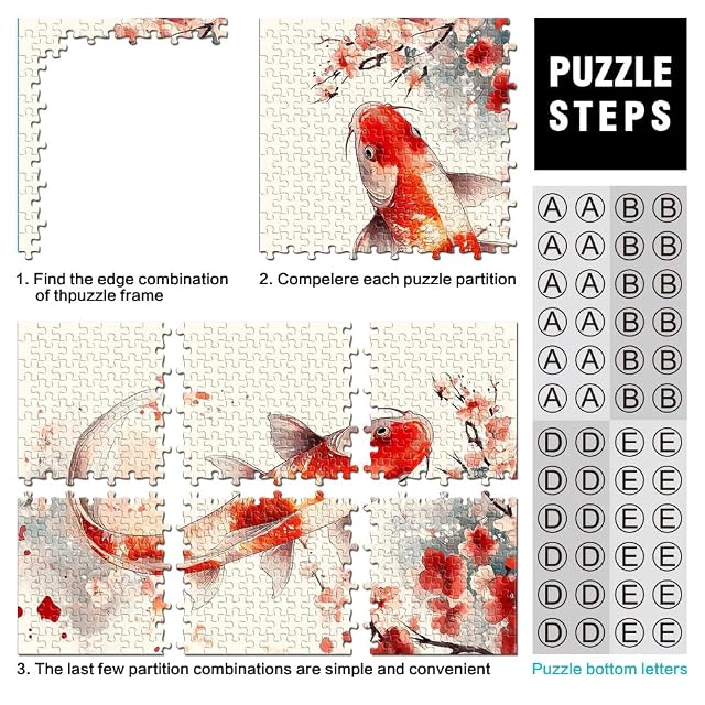 Foto 3 de 6 de Rompecabezas para Adolescentes de 2000 Piezas Arte de Acuarela de Peces koi Juegos Divertidos Regalos…