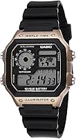 Vista 3 de Casio AE1200WH Series Men’s Digital Watch 100M WR Multi Alarms 100 SEC Stopwatch Countdown Timer World Map for World Time LED Light