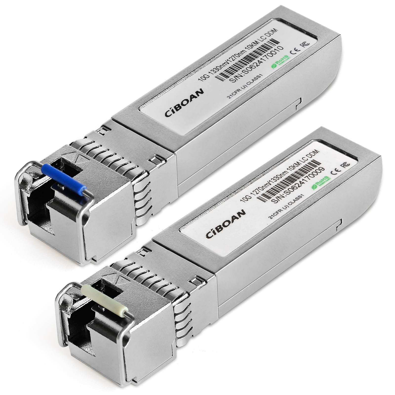 CIBOAN 10G SFP+ Bidi Transceiver, LC Single-Mode Single Fiber Module, 1270nm/1330nm ,for Cisco , Meraki , Ubiquiti , Mikrotik, D-Link,and More ,DOM 10km (a Pair of)