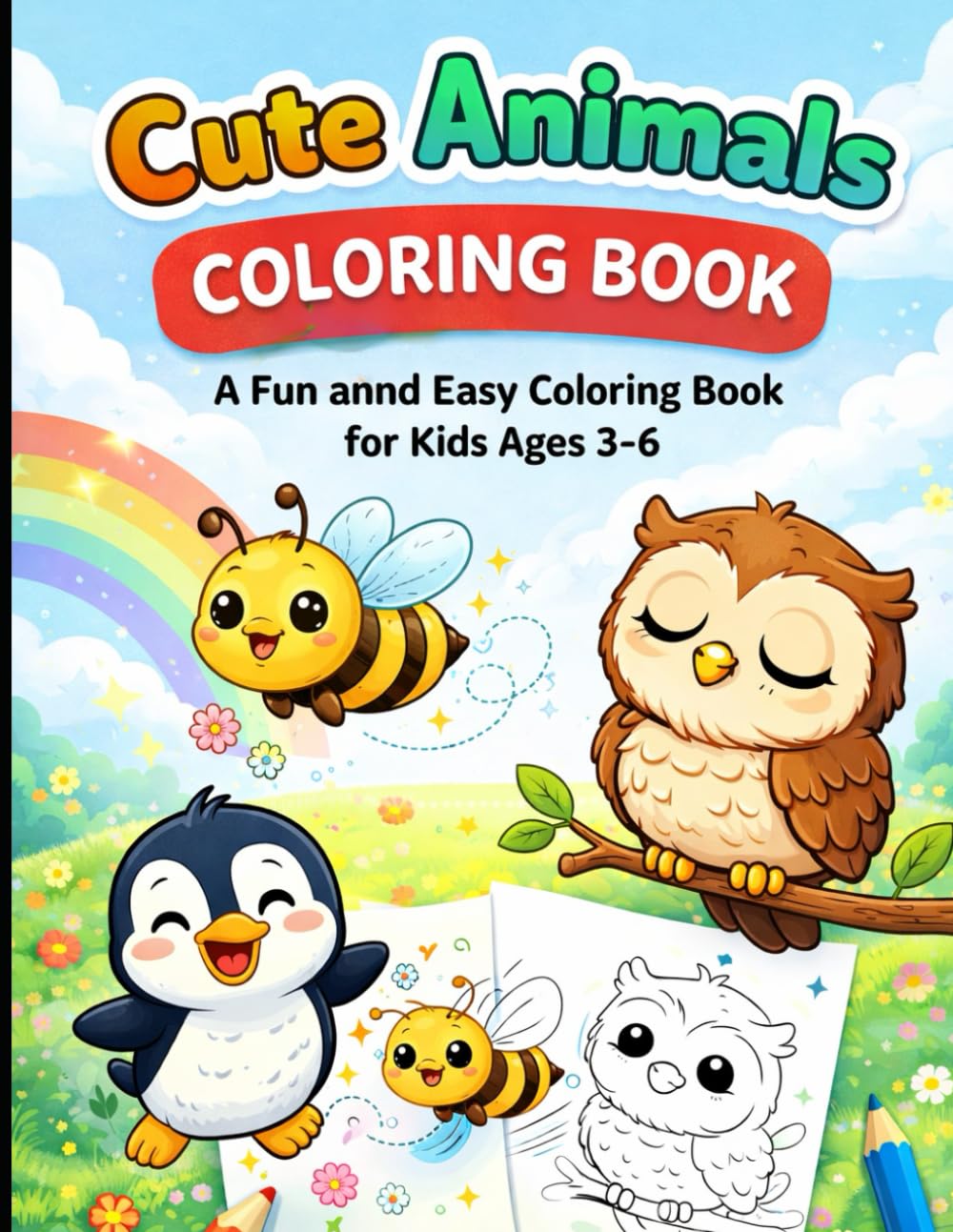 Cute Animals Coloring Book: A Fun and Easy Coloring Book for Kids Ages 3–6