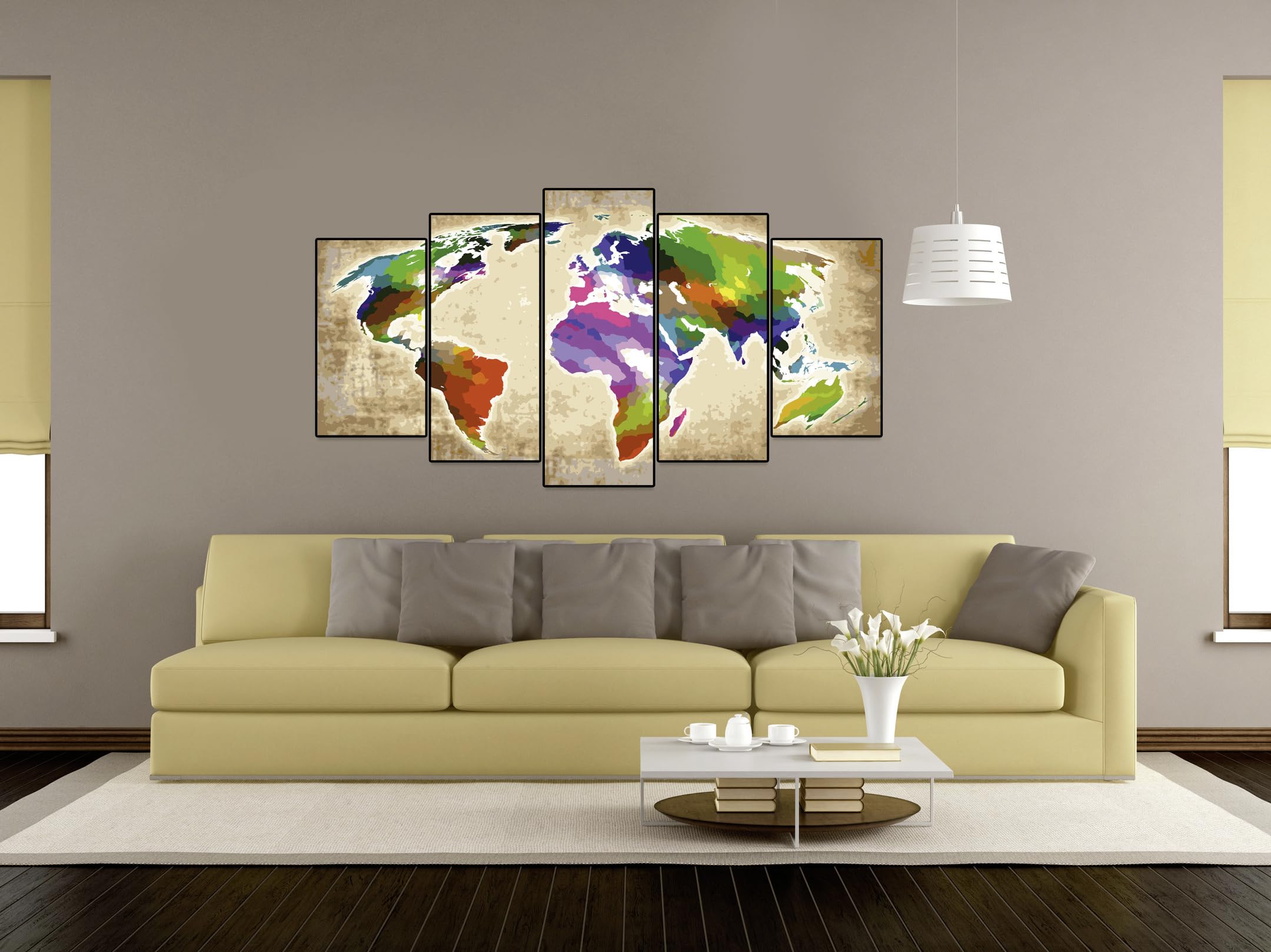Schipper 609450856 Malen nach Zahlen - Colorful World - Bilder malen für Erwachsene, inklusive Pinsel und Acrylfarben, 5 Bilder, Meisterklasse Polyptychon, Profi, Edition, 132 x 72 cm