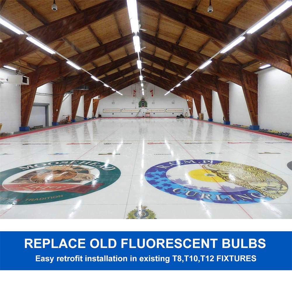 8FT LED Bulbs, CNSUNWAY LIGHTING 45W Single Pin LED Light Tube, 5400LM Super Bright , 6000K Cool White, Clear Cover, Ballast Bypass, 8 Foot LED Fluorescent Replacement Bulb (4-Pack) (ONE END IS BENT)