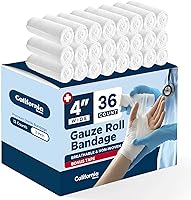 Vista 12 de California Basics Paquete de 12 rollos de vendaje de gasa con cinta, 2 pulgadas x 4 yardas, envoltura suave, elástica y transpirable para el cuidado