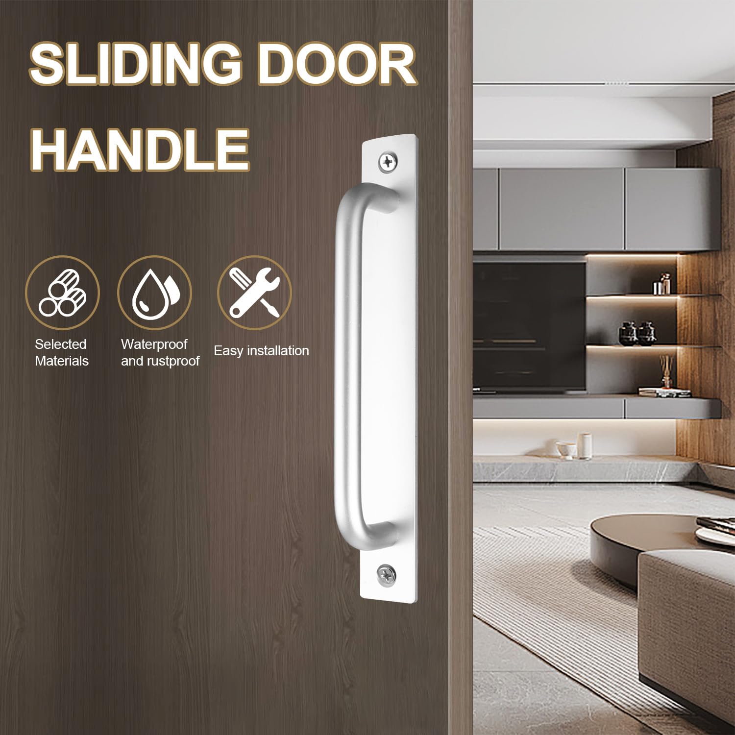 2 Stuks Roestvrijstalen Schuifdeurgrepen 180 Mm – Inclusief Schroeven, Geschikt Voor Binnen En Buiten, Moderne Zilverlook