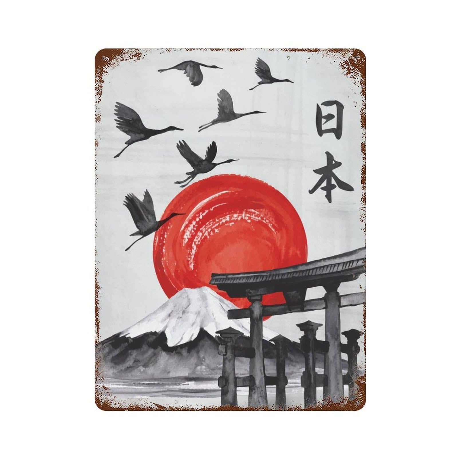 Mount Fuji Retro Metal Sign 15.7"x11.8", for Pub, Kitchen And Man Cave Decor, Retro Wall Decor