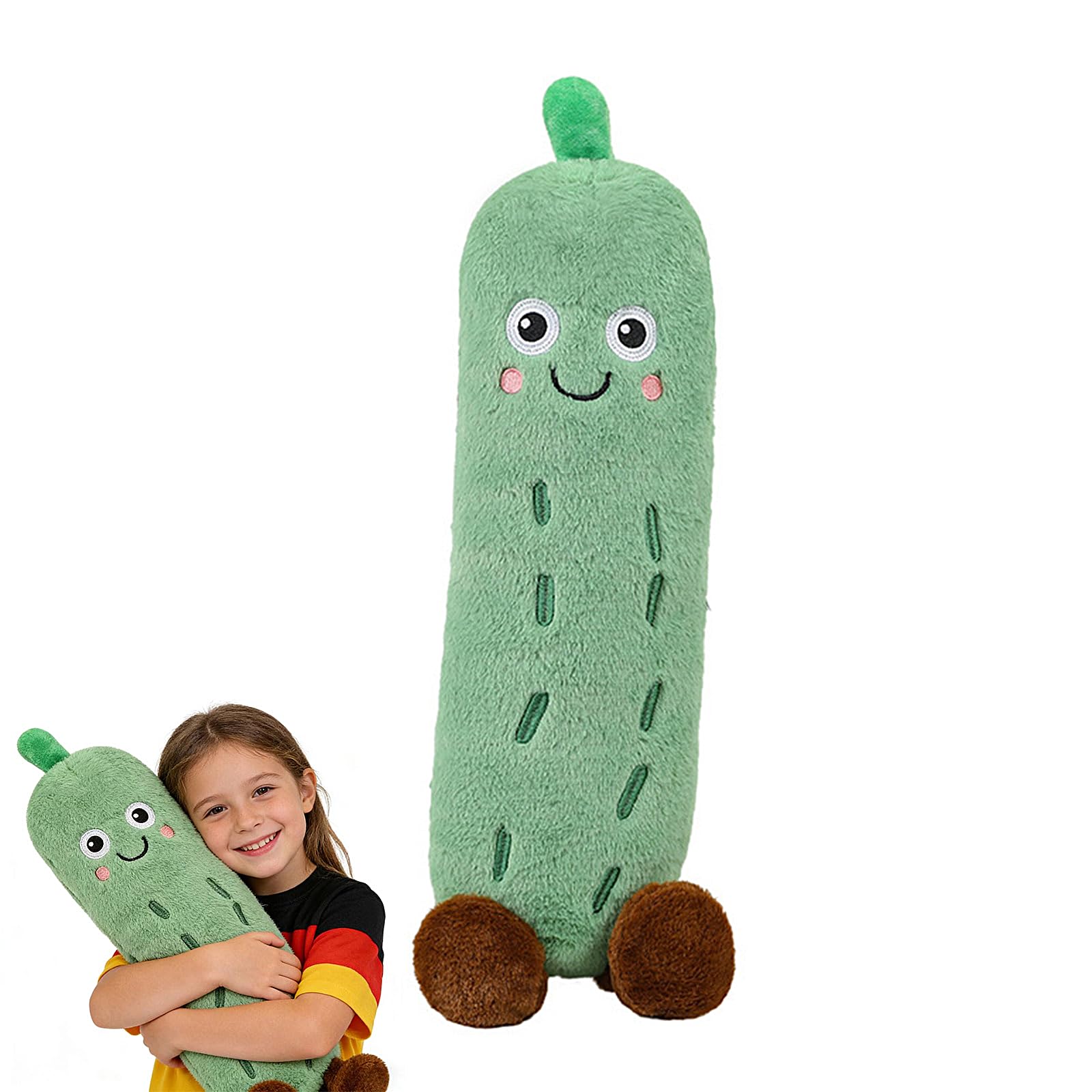 ZBELLO Long plush cucumber soft toy, pickled cucumber decorative cushions, super-soft soft toys, plush vegetable decorations, gifts for boys and girls (100 cm)