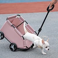 Vista 4 de Cochecito para perros con 4 ruedas, plegable, para mascotas, para viajes, compras, caminar, jugar para perros pequeños y gatos (negro)