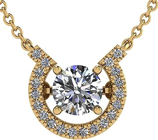 Horseshoe Dancing Stone Necklace in Sterling Silver w Pure Brilliance Zirconia  - Compare price