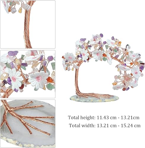 Miniatura 7 de Cheungshing Árbol de dinero de cristal bordado con base de rebanada de ágata de buena suerte, Feng Shui, árbol bonsái para decoración de mesa de