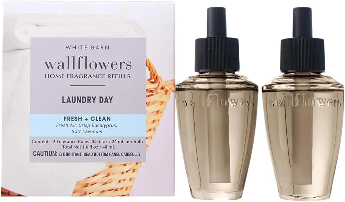 Wallflowers Refills, Laundry Day Scent, Plug-In Air Freshener Refills for Bedrooms, Bathrooms & Living Spaces, 2 Pack