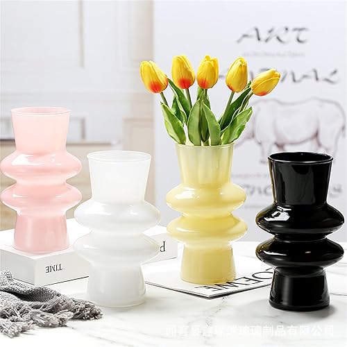Miniatura 7 de JSPYFITS Jarrones de vidrio modernos, jarrón de vidrio de cuatro capas de 7.87 pulgadas de alto, floreros de burbujas decorativos para decoración