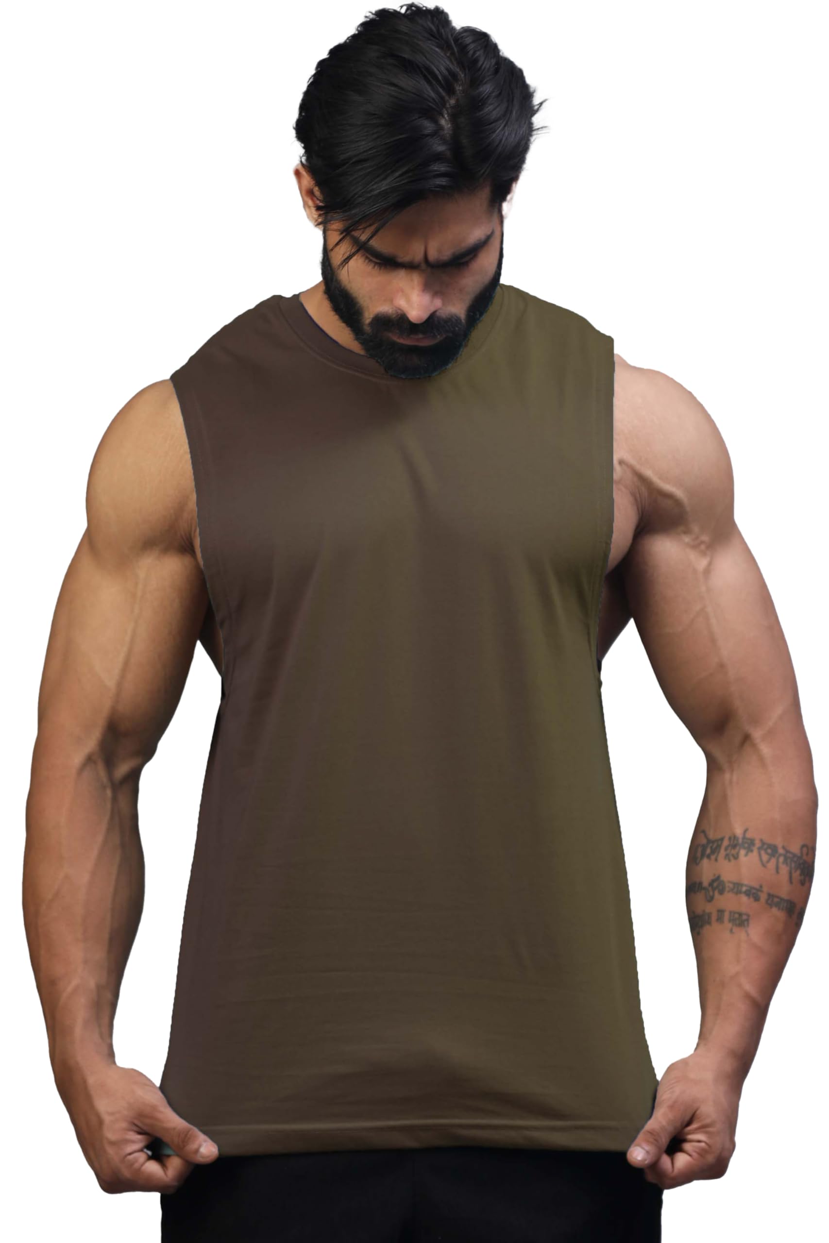 juari be a gentleman Men's Supper Combed Broad Shoulder Gold Finish Sleeveless Deep Arm Cut Cotton Vest-picture-24