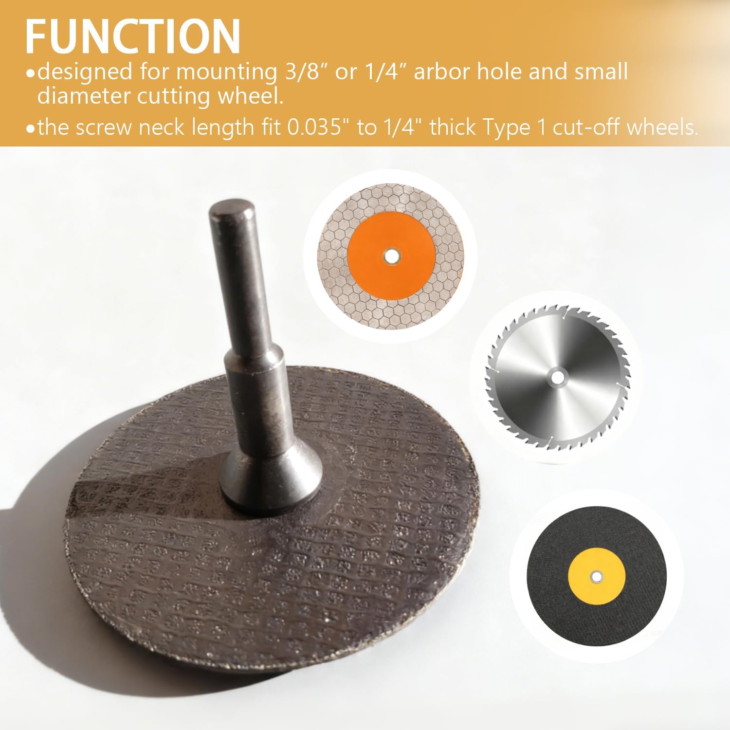 Mounting Mandrel 3/8" & 1/4" Arbor Hole (2pack) for Type 1 Cut-Off Wheel 1/4" Shaft for Die Grinder Rotary Tool