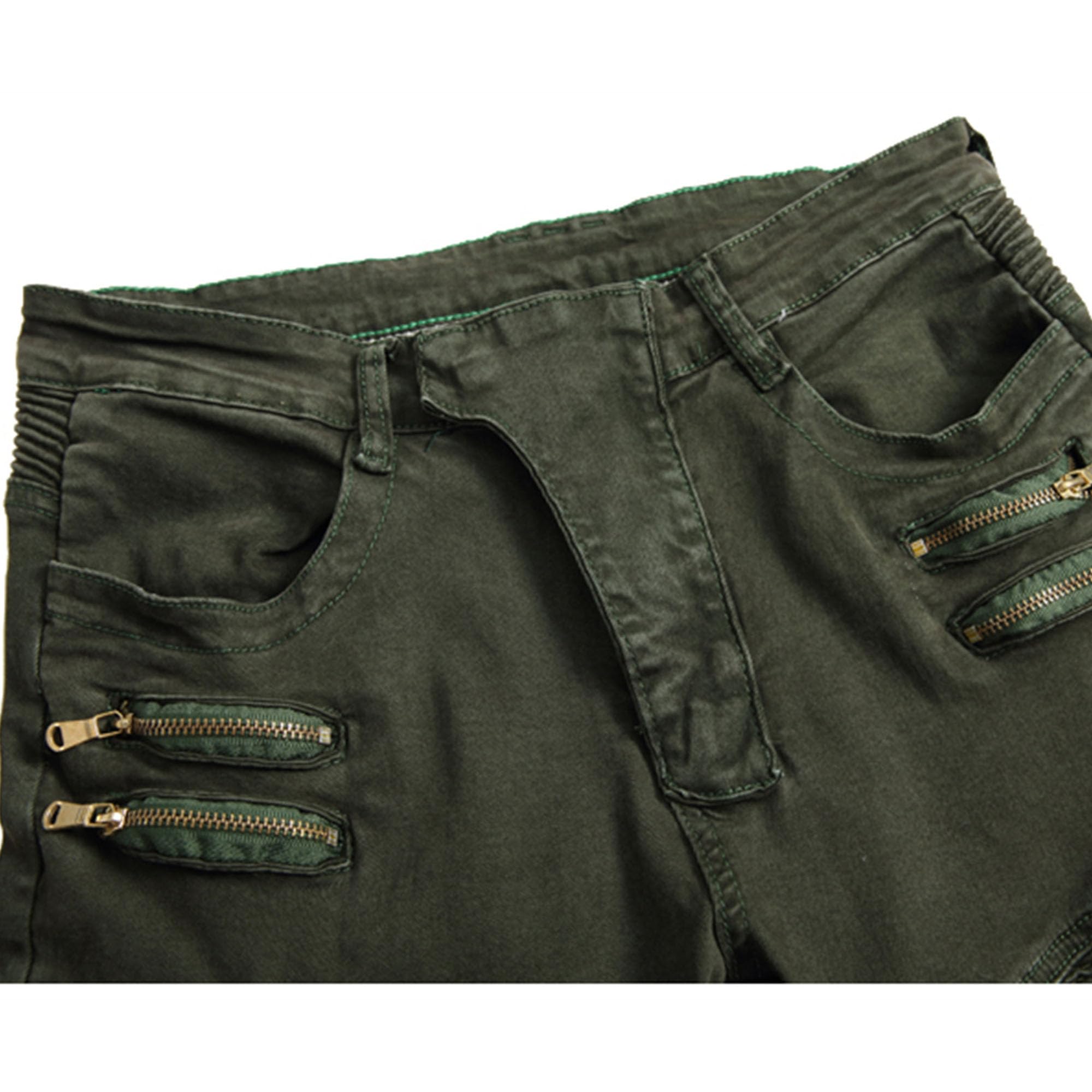 Męskie punkowe gotyckie spodnie dżinsowe Moto Comfort Skinny Biker Pants Regular Stretch Slim Fit Jeans