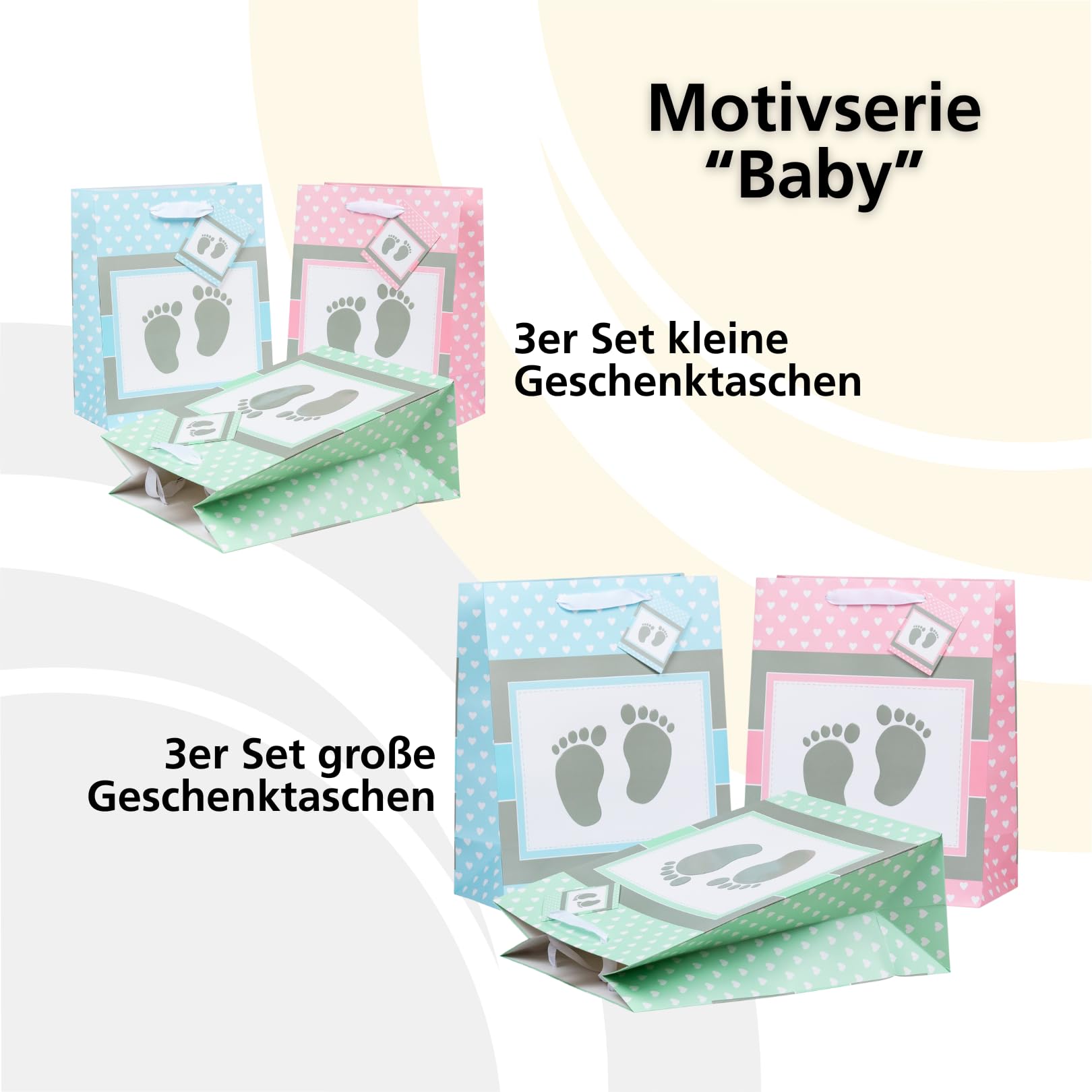 HEKU Premium Geschenktaschen Baby in pastell, 3 Stück I 23x18x10 cm I Edle Prägung & UV-Lack-Veredelung I Vielseitig einsetzbar I Umweltfreundlich & Wiederverwendbar HEKU Premium Geschenktaschen Baby in pastell, 3 Stück I 23x18x10 cm I Edle Prägung & UV-Lack-Veredelung I Vielseitig einsetzbar I Umweltfreundlich & Wiederverwendbar