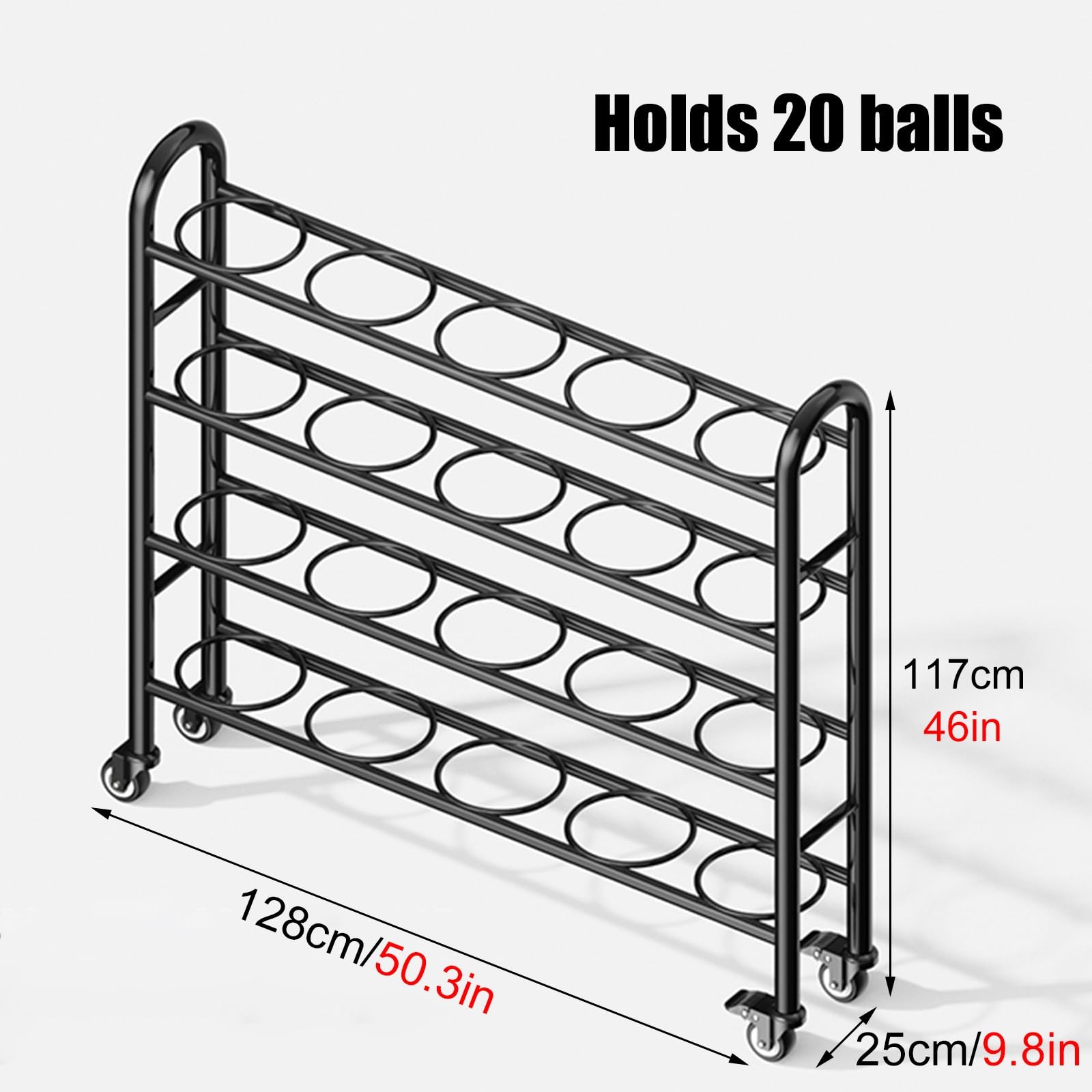4-poziomowy stojak na sprzęt sportowy, oszczędność miejsca