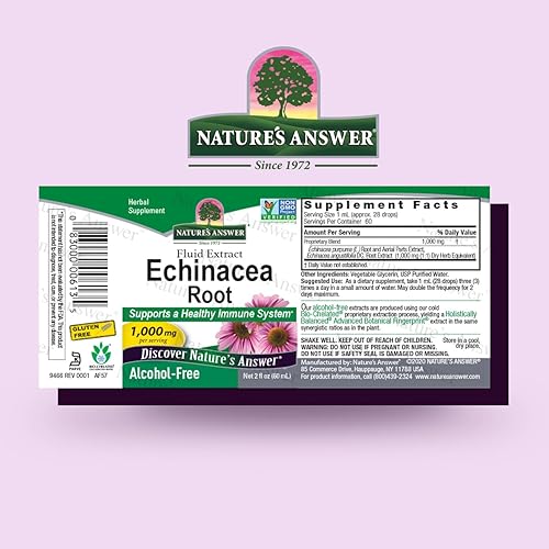 Miniatura 2 de Nature's Answer Extracto de equinácea | Apoya un sistema inmunológico saludable | Vegano, sin gluten, sin alcohol, sin OMG y certificado Kosher | 2