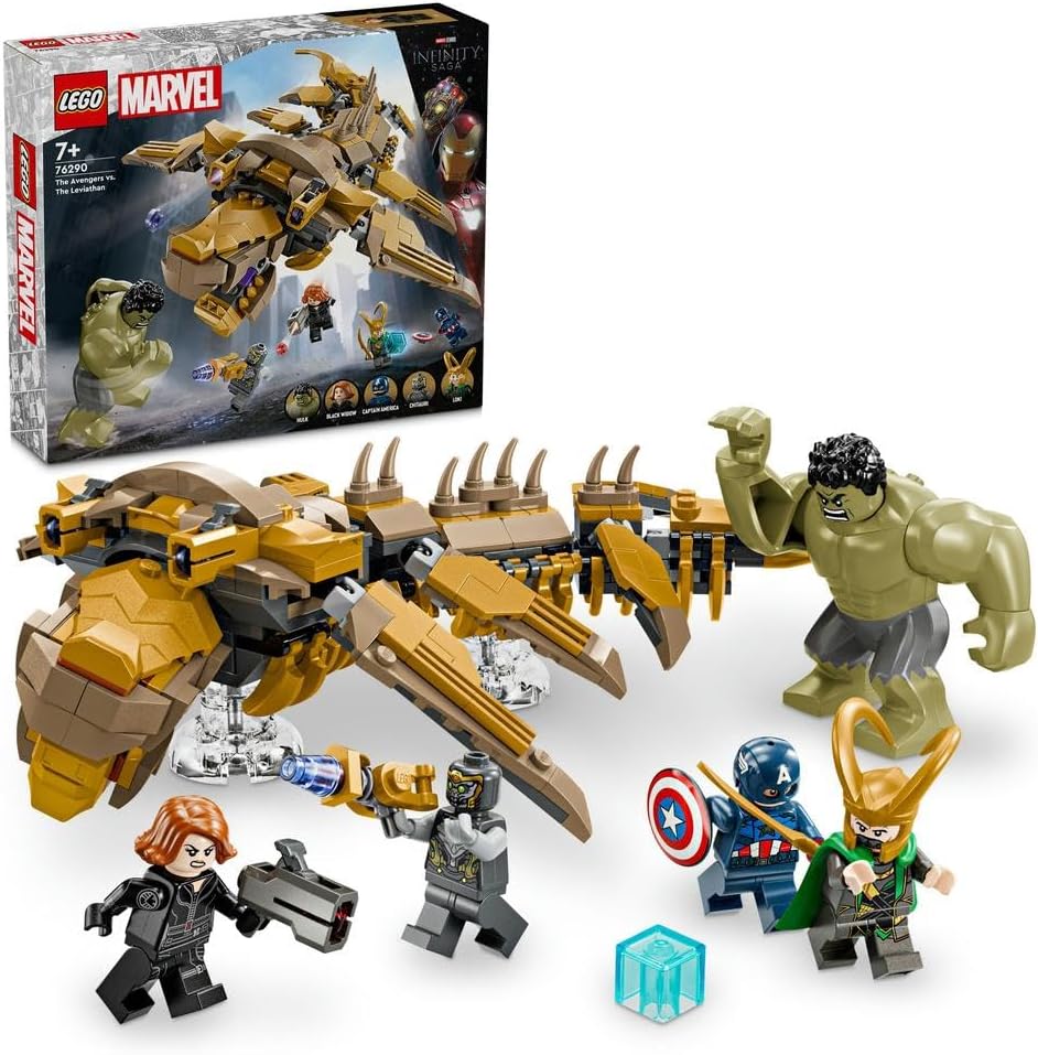 Marvel The Avengers vs. The Leviathan, Buildable Kids’ Toy, Hulk Figure plus Captain America, Loki, Black Widow and Chitauri Minifigures, for Boys and Girls Aged 7 and Over 76290