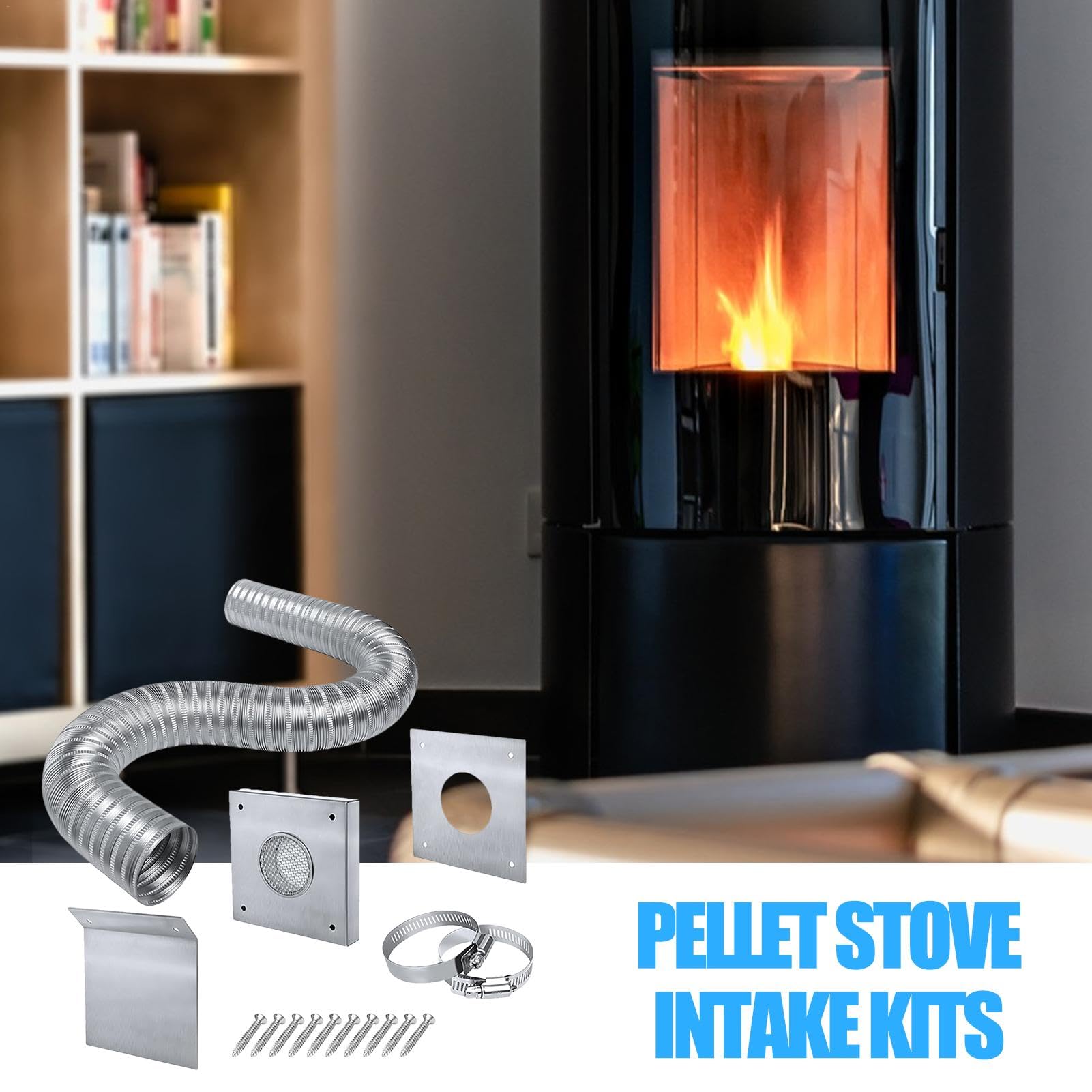 Piezas de repuesto para calentador espacial, kit de admisión de aire para estufa de pellets,Accesorios para chimeneas y estufas resistentes al calor | Juegos de herramientas para chimenea Kit de entra