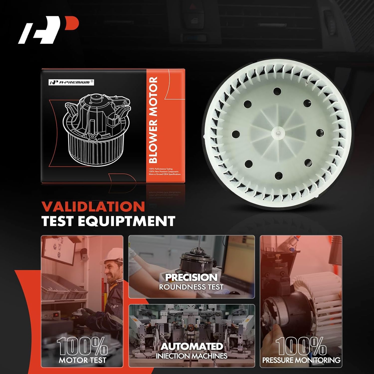 A-Premium Front HVAC Heater Blower Motor Compatible with Ford E-350 Econoline, E-150, E-250 Econoline, E-150 E-350 Club Wagon, E-350 E-450 E-550 Super Duty, with Fan Cage