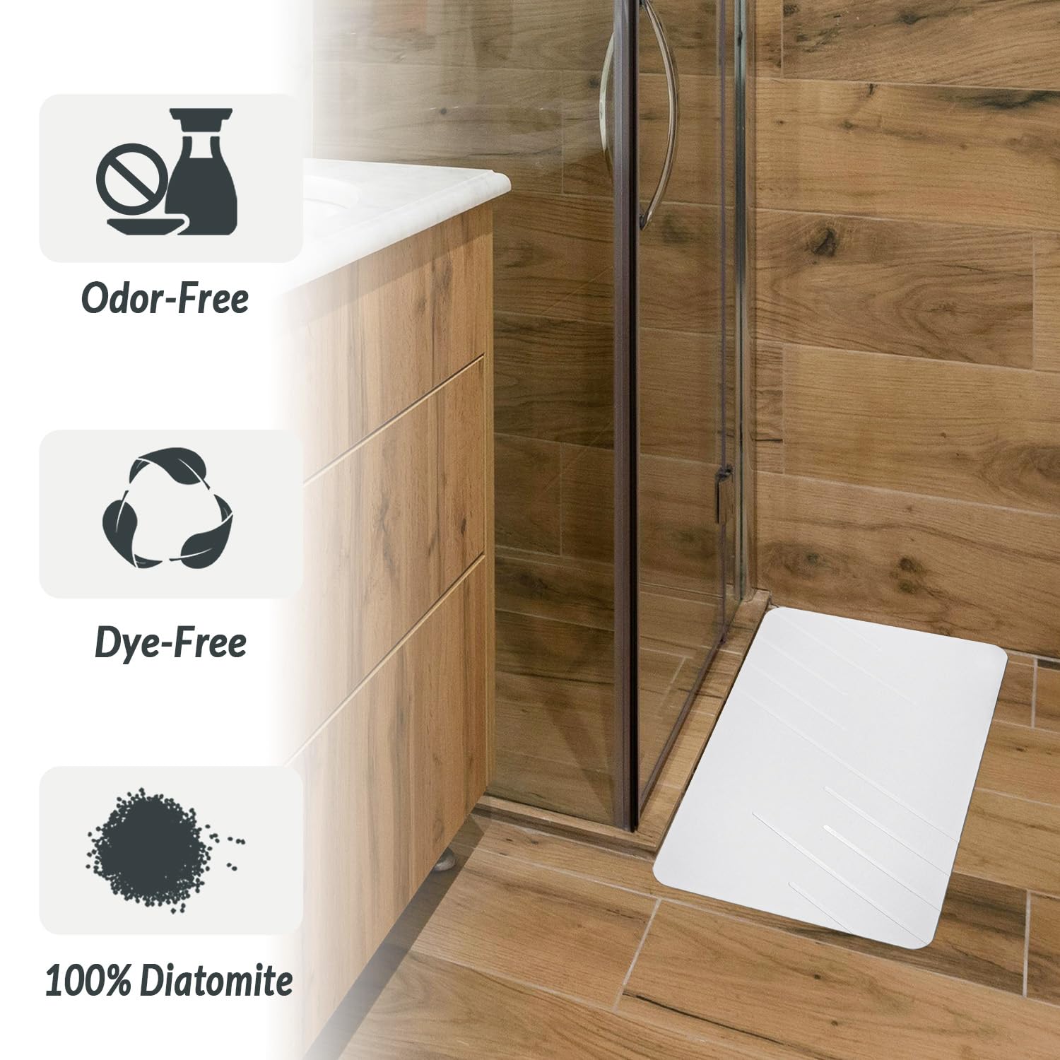 Tappetino Da Bagno In Diatomite - Antiscivolo E Super Assorbente - Grigio Scuro - Foto 11