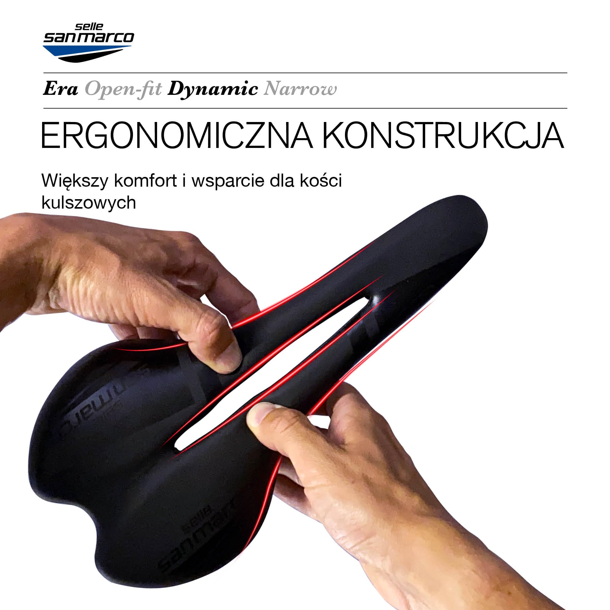 Selle San Marco ERA Dynamic – Wygodne i Ergonomiczne Siodełko Szosowe, Płaski Kształt, Rama Stalowa – Rozmiar S3, Czarny