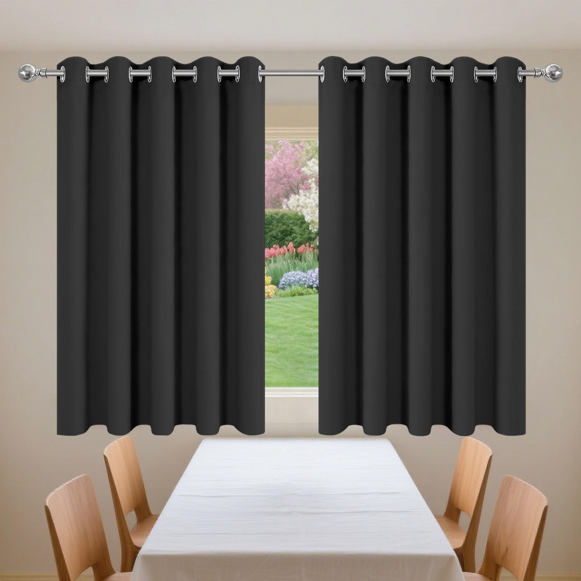 Rideau thermique isolant anti-chaleur et occultant noir de 187 x 193 cm