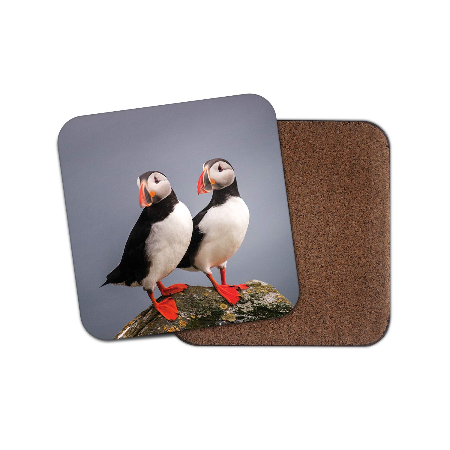 1 x Cute Puffin Couple Coaster - Pelagic Sea Birds Mum Auntie Sister Fun #14150