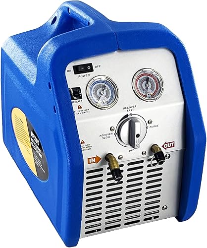 Máquina de recuperación de refrigerante de doble cilindro 1HP, unidad de reciclaje de freón portátil sin aceite de 110V-120V 60Hz para refrigerante