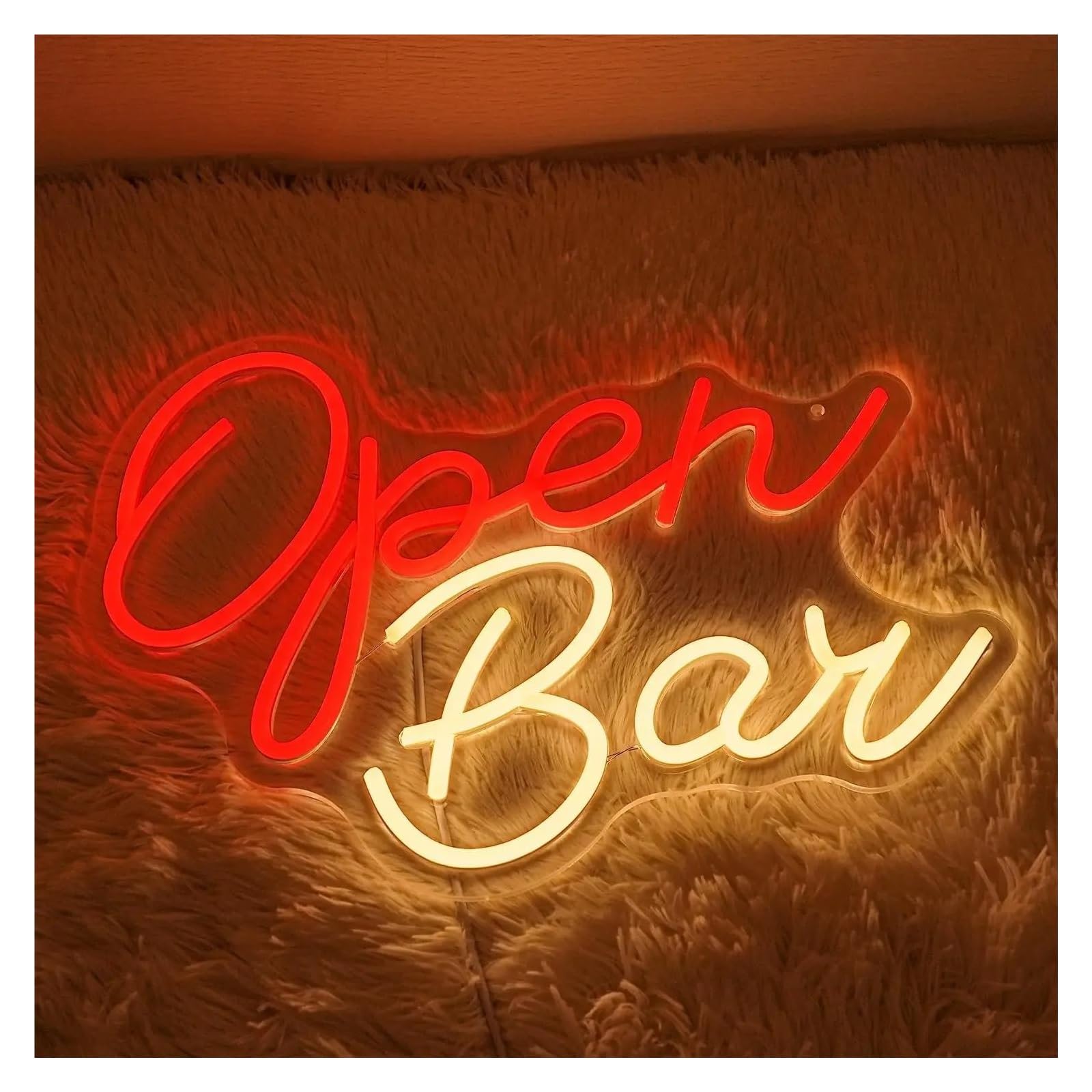 SHOUXI Sign Lamp Open Bar Neon Sign LED Light Dimmable USB for Opening Business Man Cave Store Hotel Restaurant Party Wall Decor 38cmx27cm