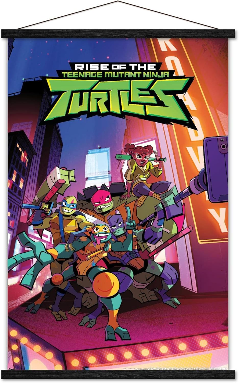 Trends International Rise of The Teenage Mutant Ninja Turtles - Group Wall Poster, 22.37" x 34.00", Print and Black Hanger Bundle