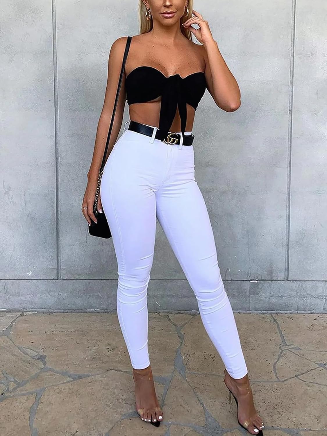 KUNMI Womens Classic High Waisted Skinny Stretch Butt Lifting Jeans Slim Fit Denim Pants - Image 4