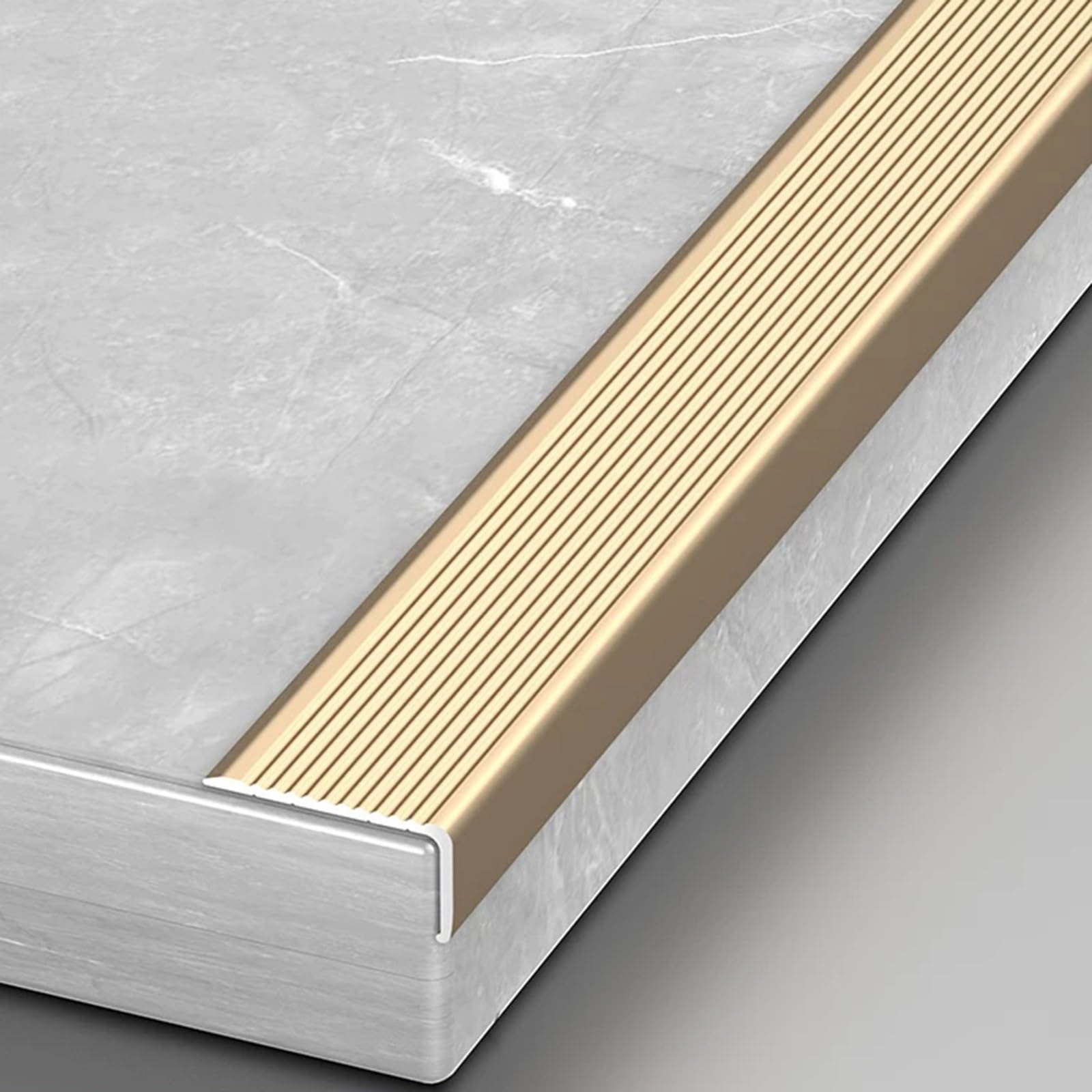 Borde de aluminio contra peldaños resbaladizos con perfiles impermeables de 90 cm en pack de 3