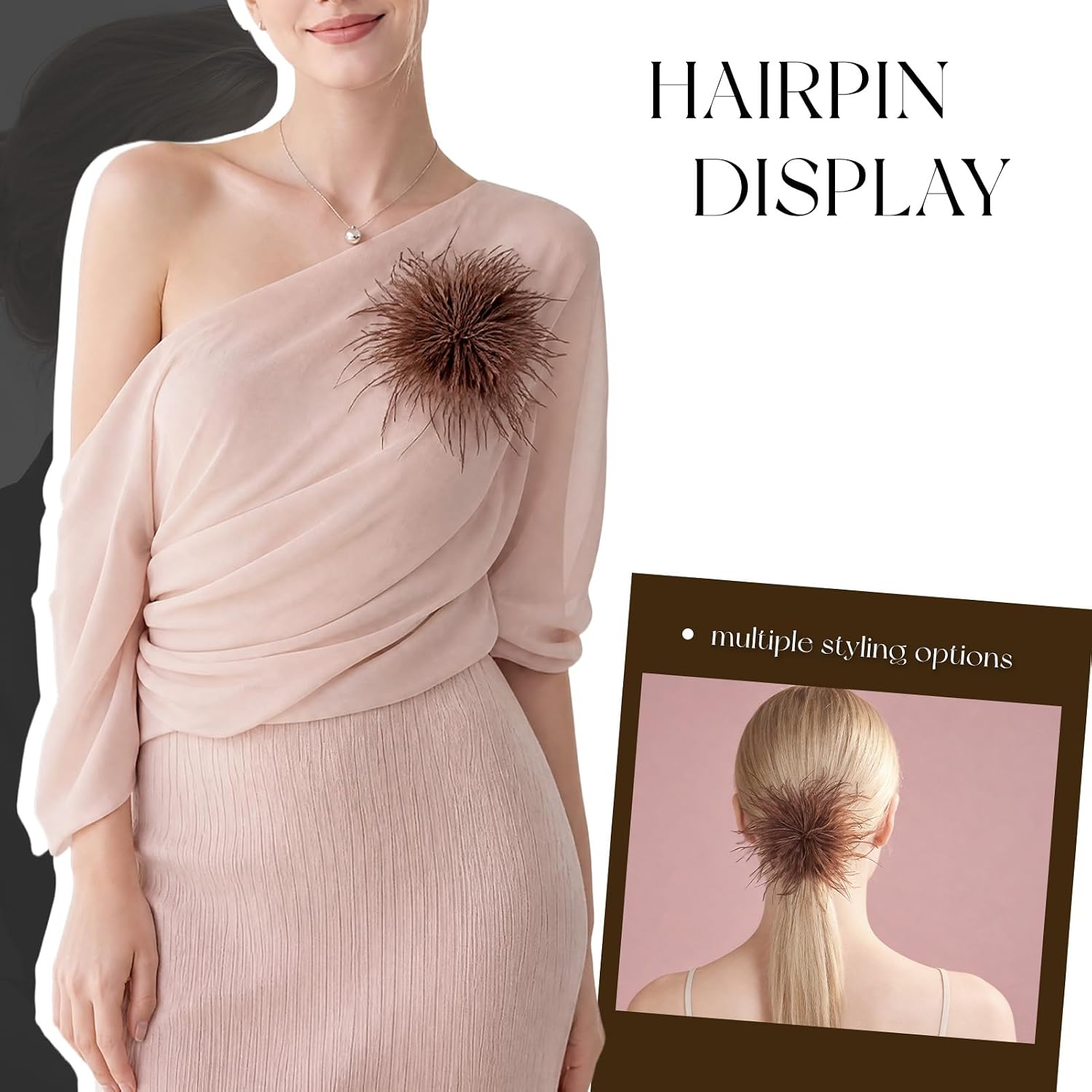 THARAHT Feather Flower Brooch Pin 150mm Elegant Floral Lapel Pin for Women Men Suit Dress Shawl Accessory for Wedding Party Banquet Dance Banquet Fashion Jewelry Clothes Accessories