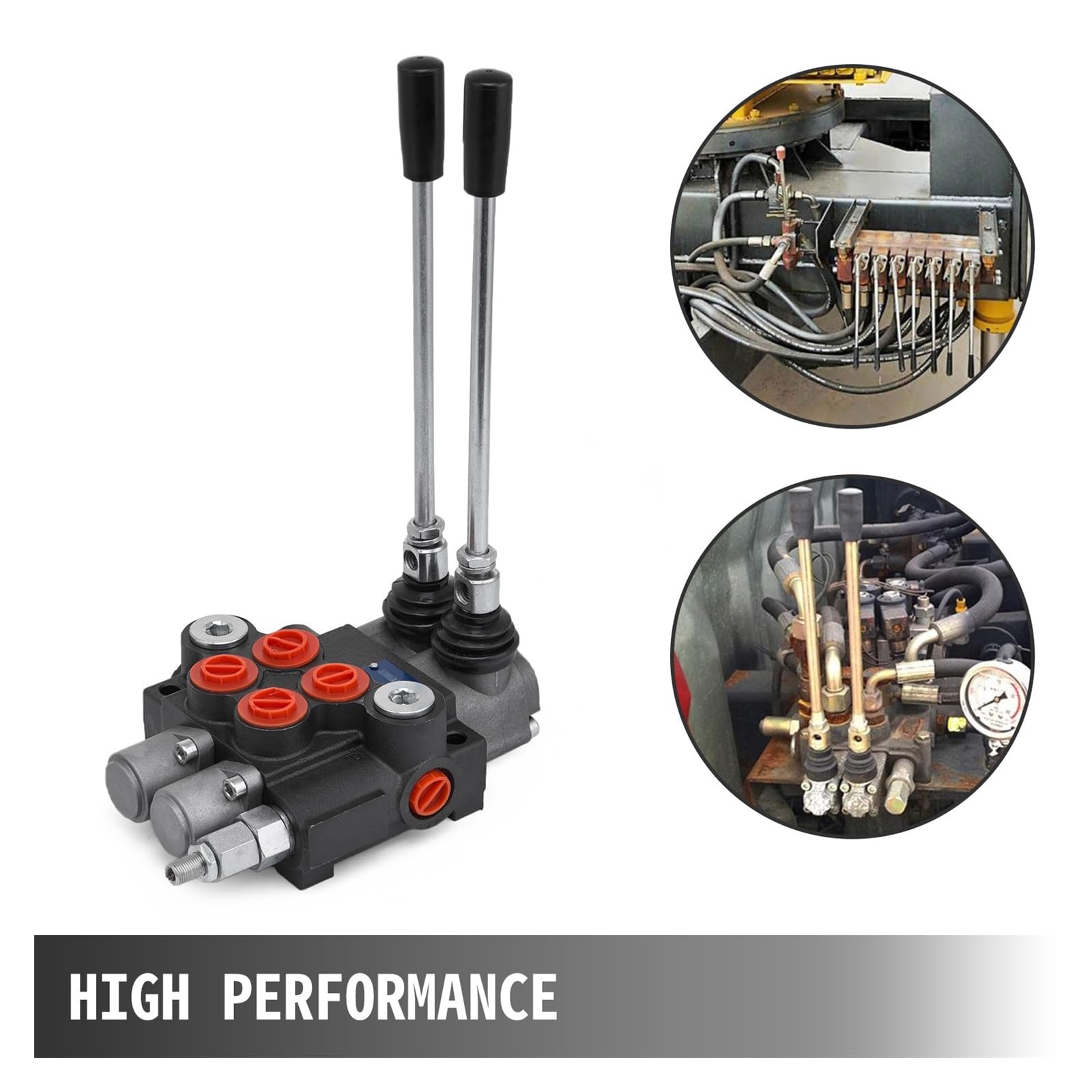 Válvula de Control hidráulica direccional de 2/3 carretes, 11GPM, 3600PSI, doble efecto, uso adecuado for bomba, Motor de cilindro hidráulico para aficionados al bricolaje(2 Spool 1 Controller)