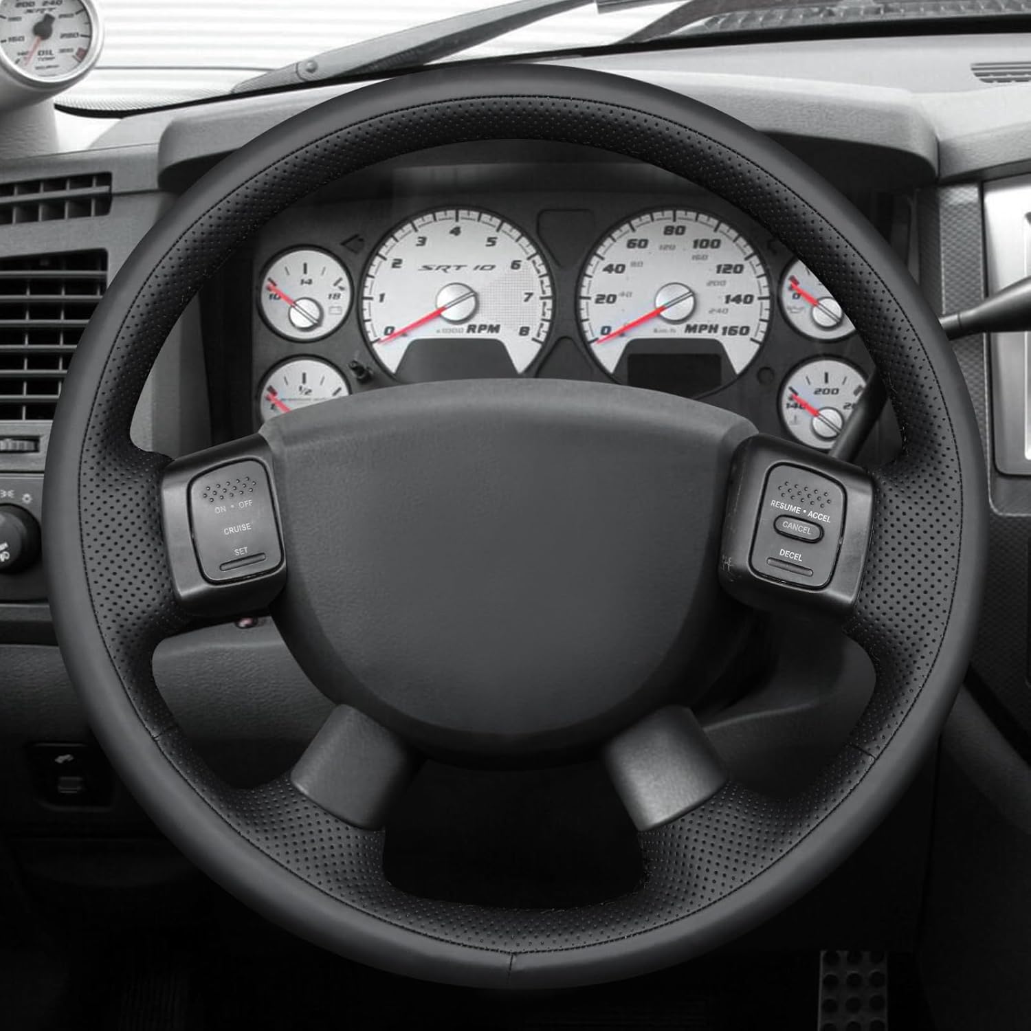 MEWANT Hand Stitched 3D Style Steering Wheel Wrap Cover for Dodge Ram 1500 2500 3500 2004-2008 Steering Wheel Accessories for Dodge Ram 1500